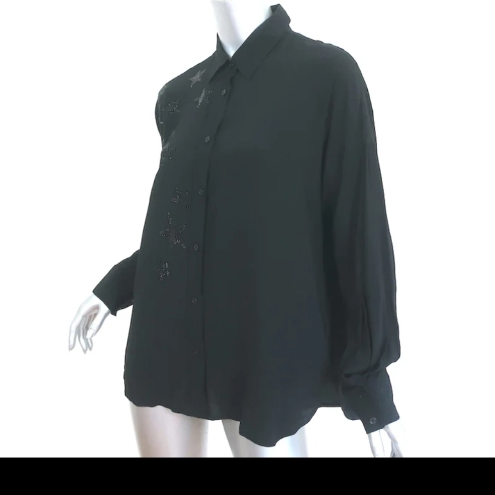 Zadig & Voltaire “Tamara Strass” Blouse – Black Star Embellished | Size S